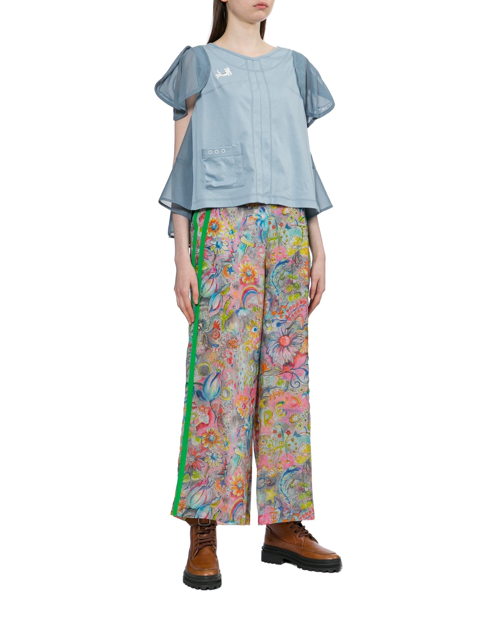 Printed wide leg pants