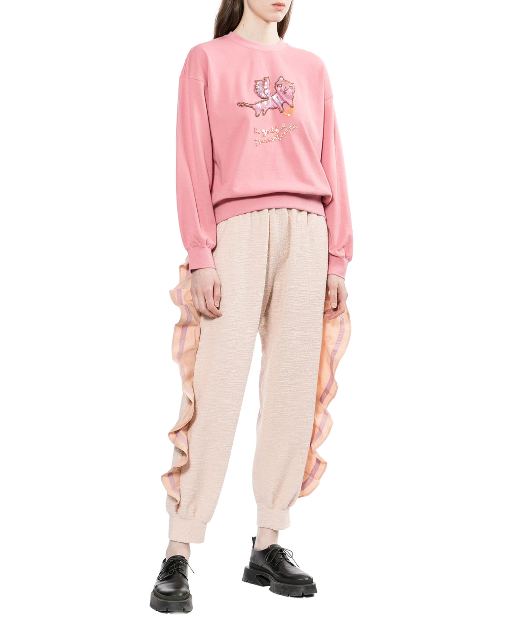 Ruffled outseam pants