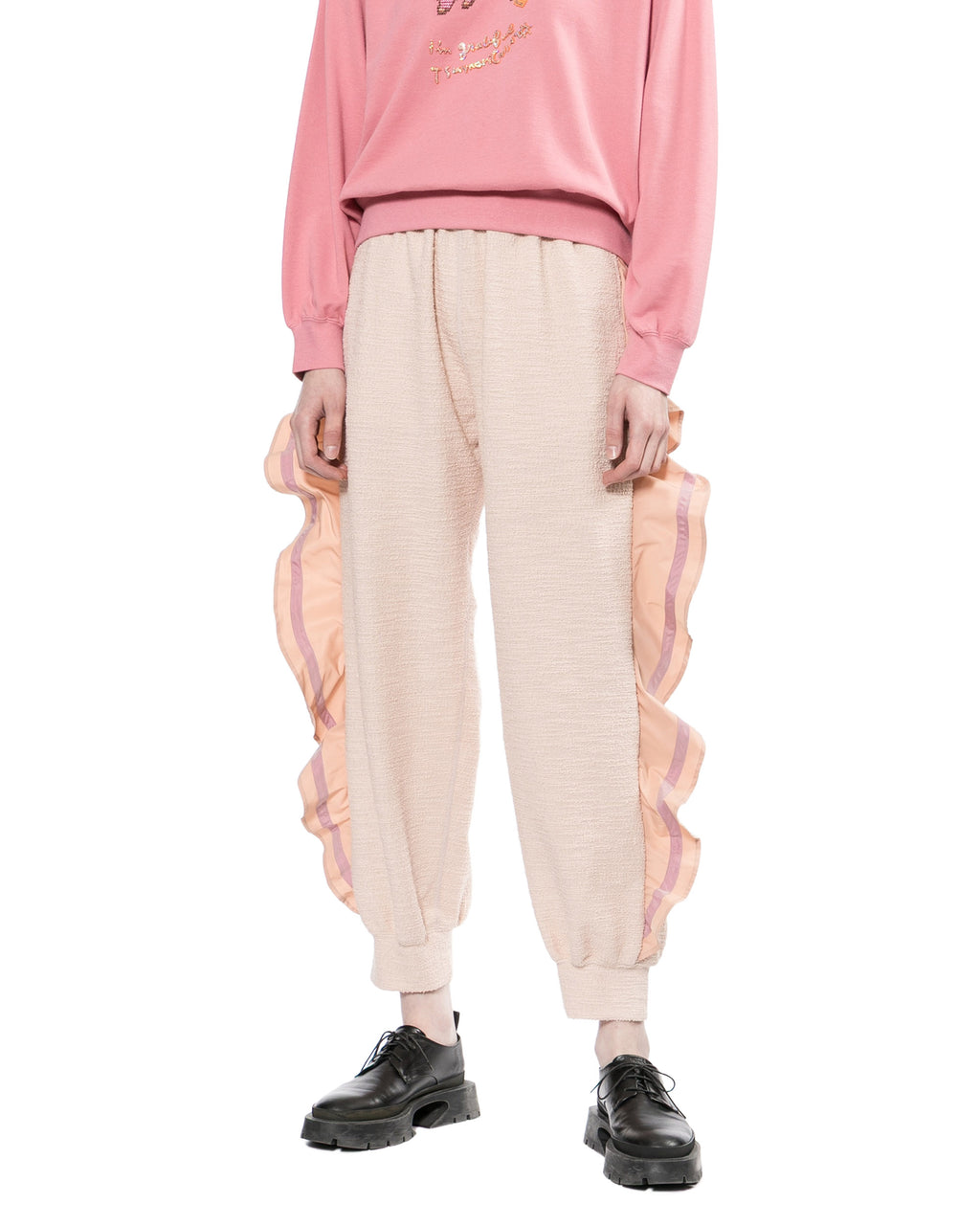 Ruffled outseam pants