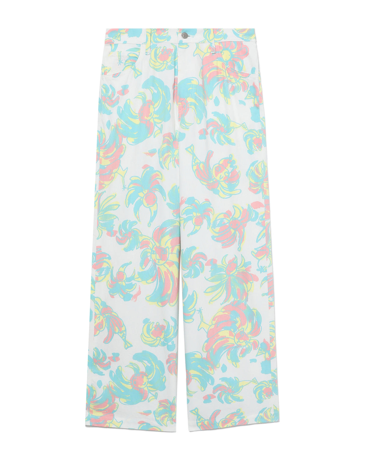 Floral denim pants