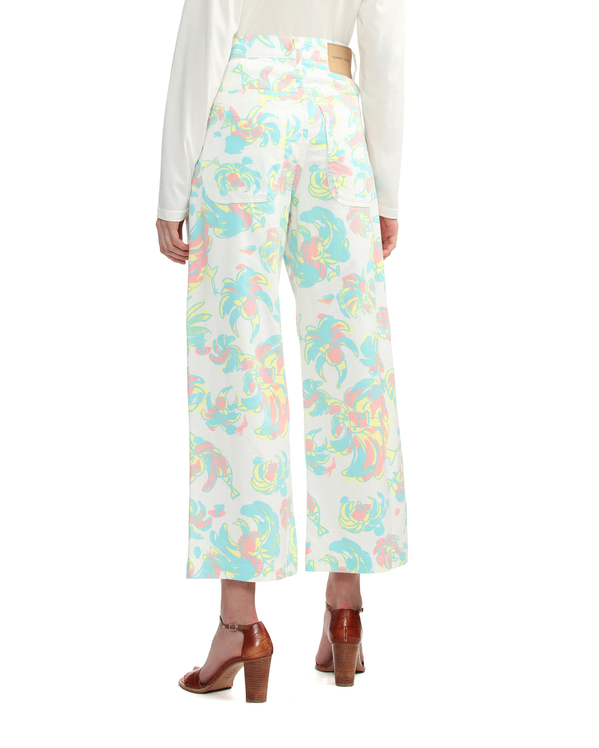 Floral denim pants