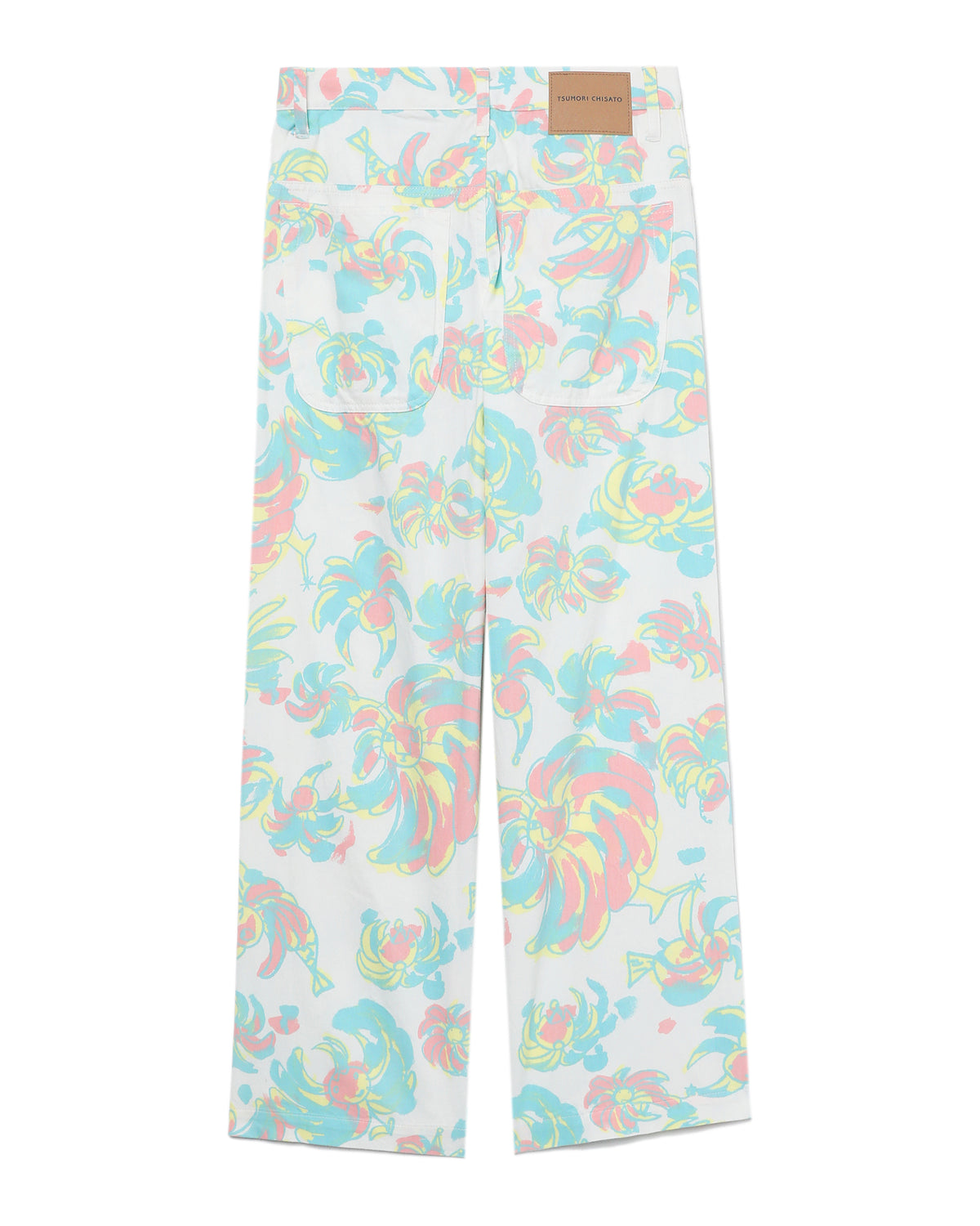 Floral denim pants
