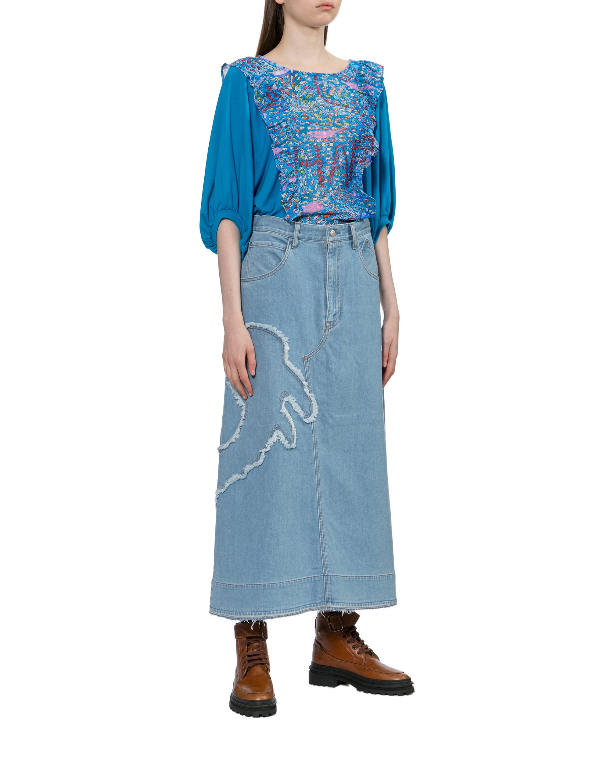 Denim maxi skirt