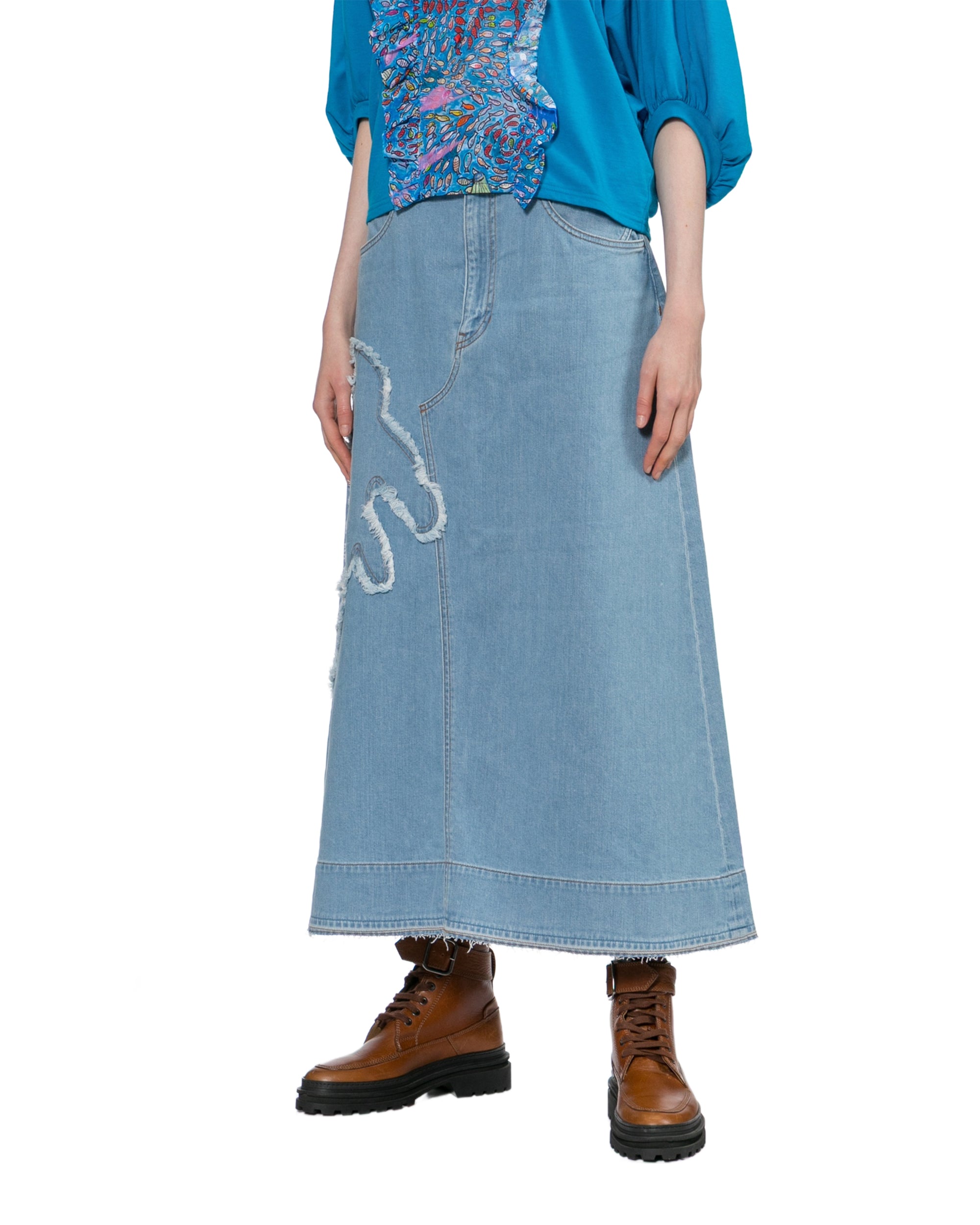 Denim maxi skirt