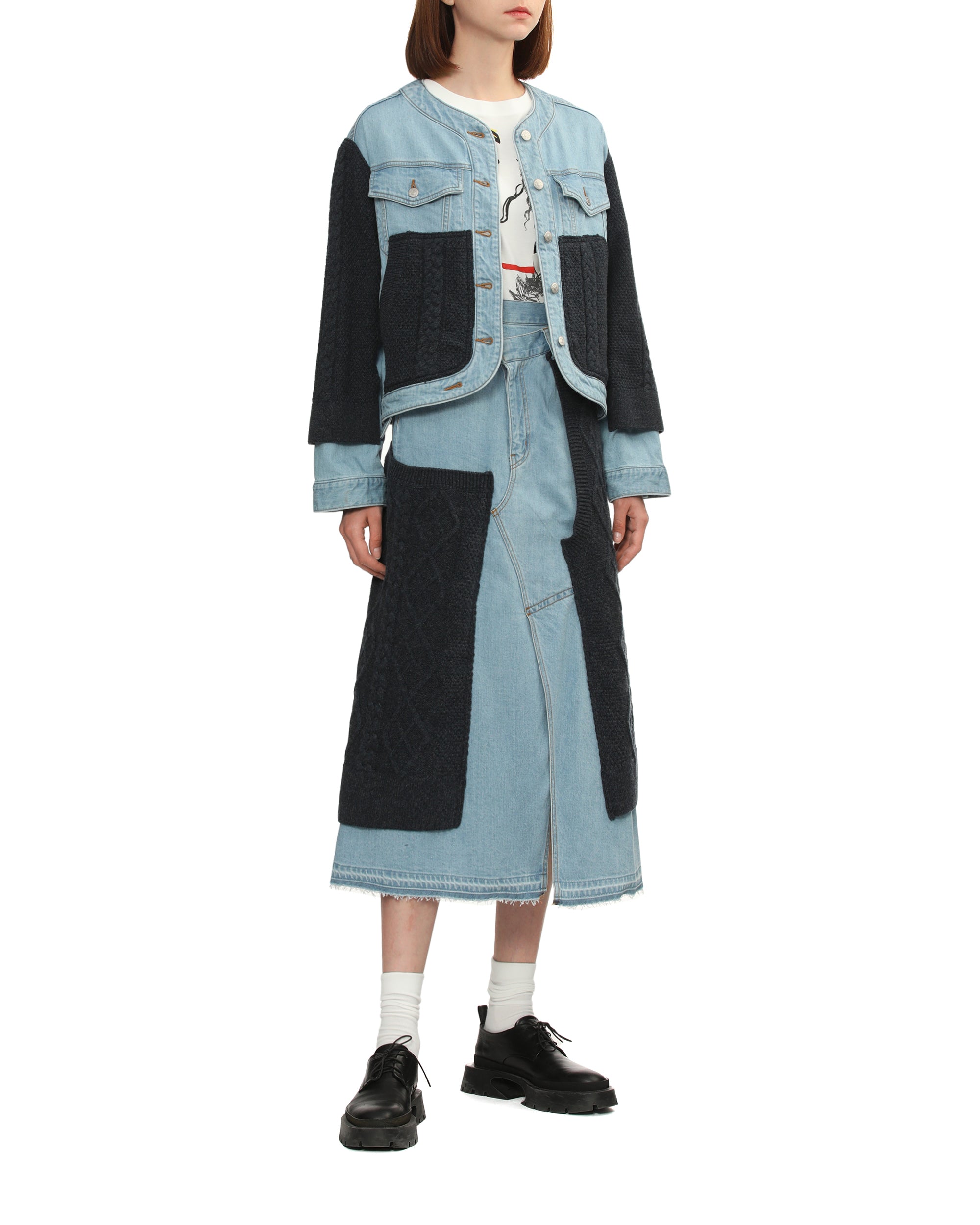 Patchwork denim skirt