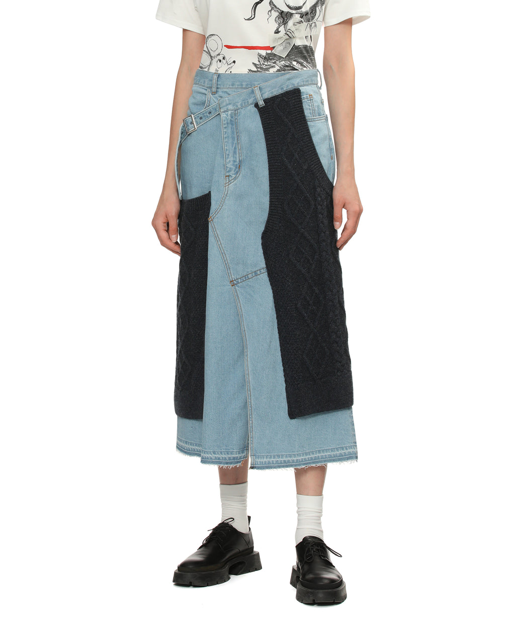 Patchwork denim skirt