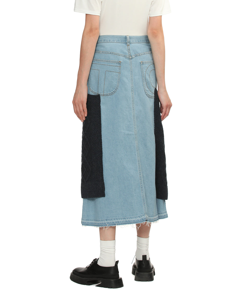 Patchwork denim skirt