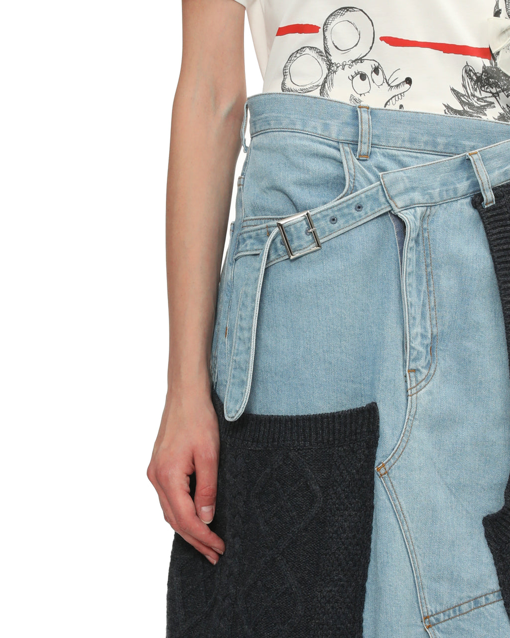 Patchwork denim skirt