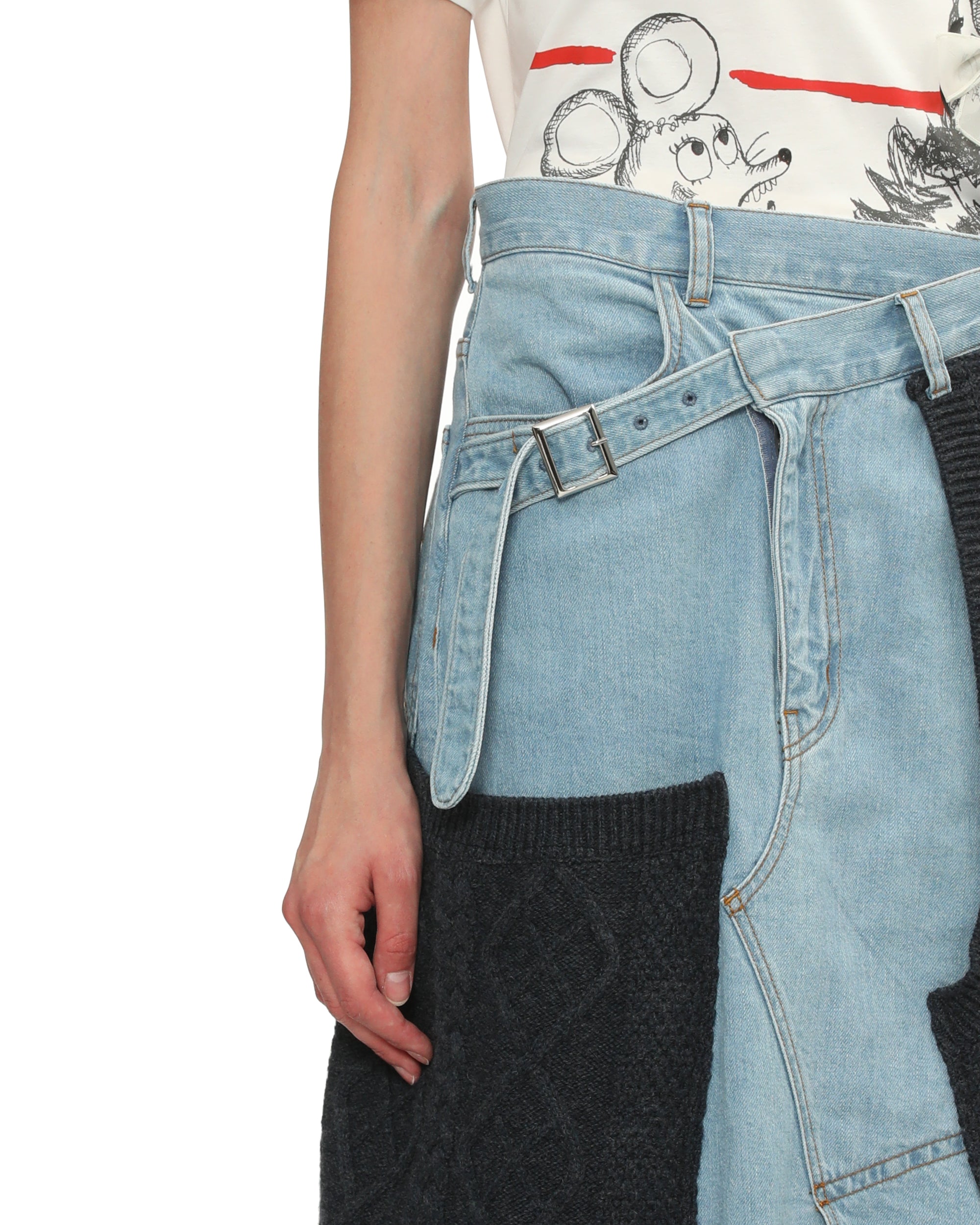 Patchwork denim skirt