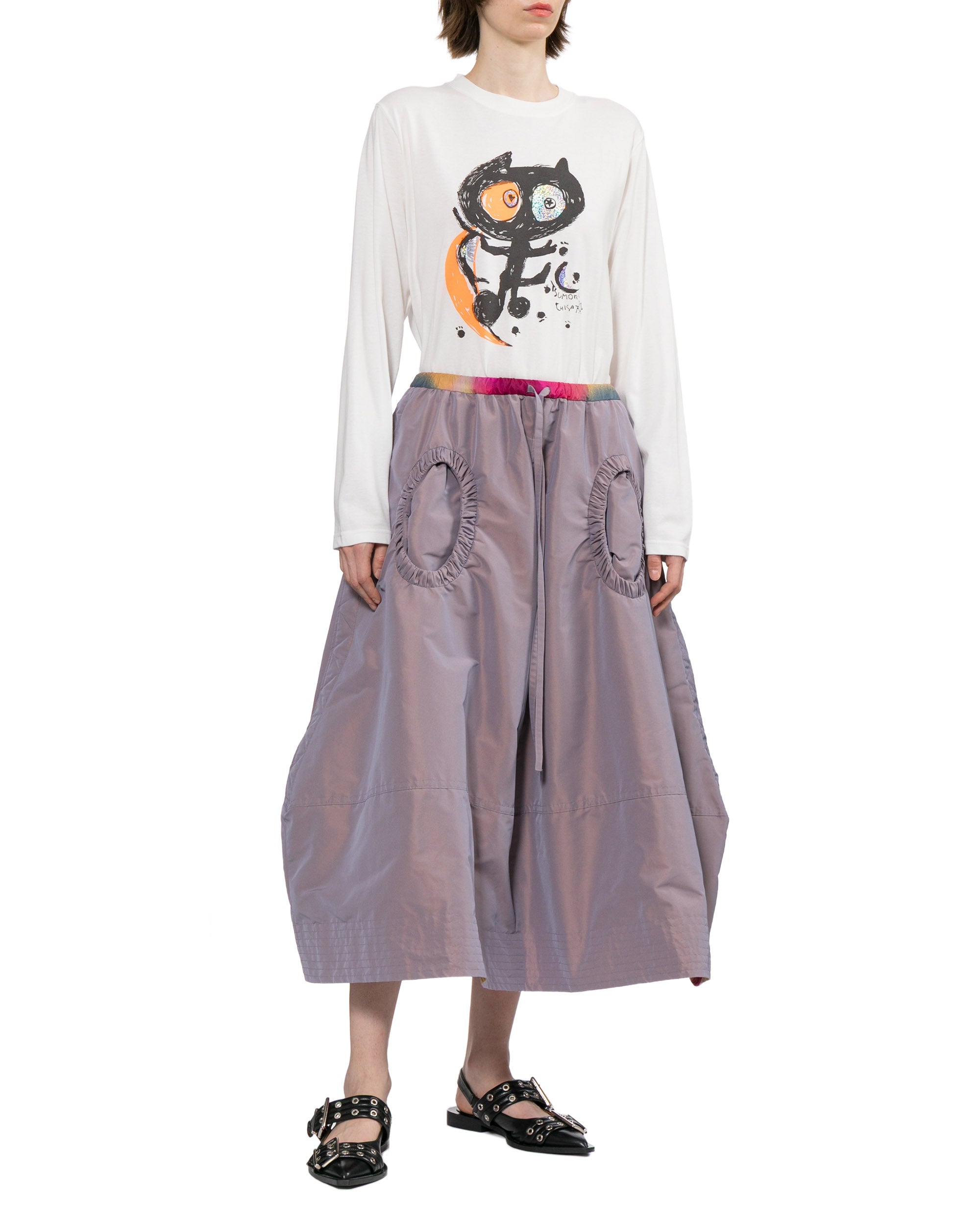 Contrast waist midi skirt