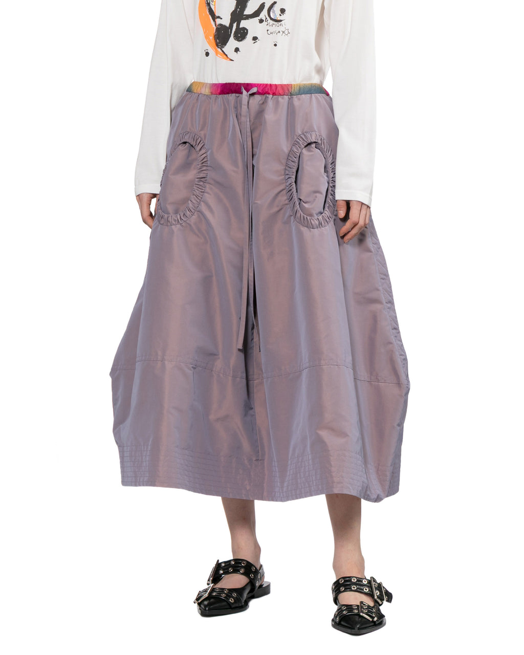 Contrast waist midi skirt
