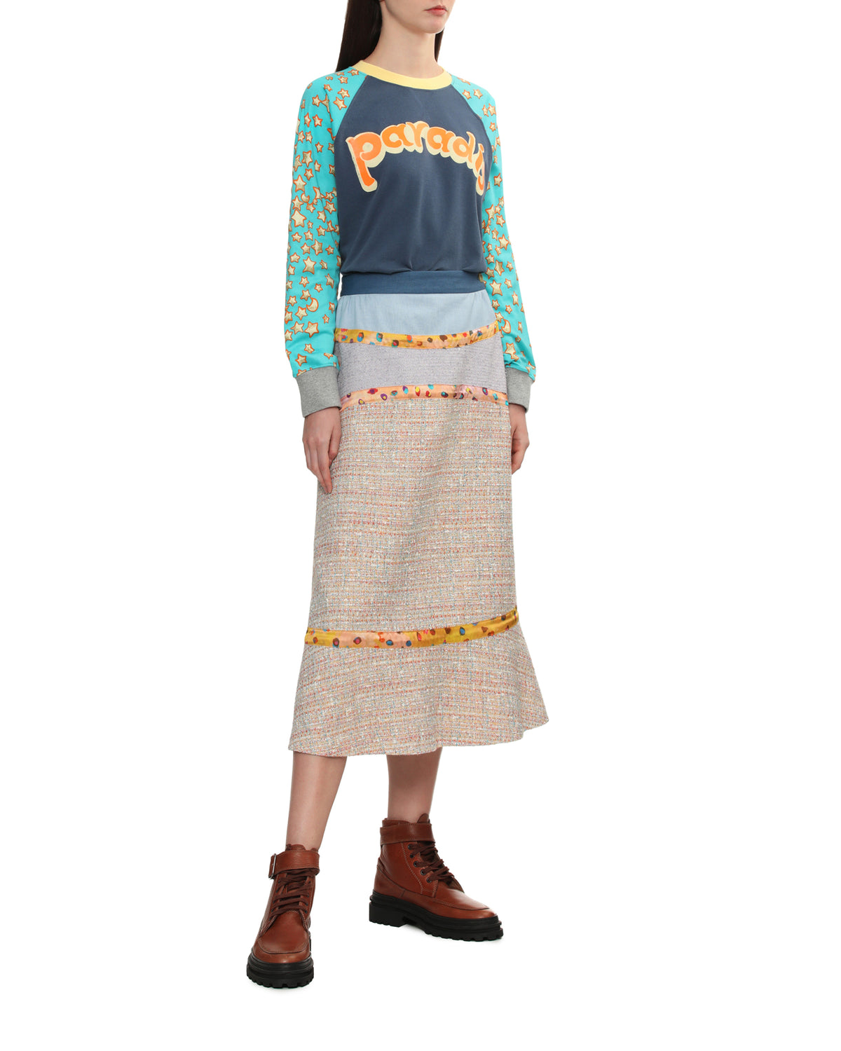 Panelled midi skirt