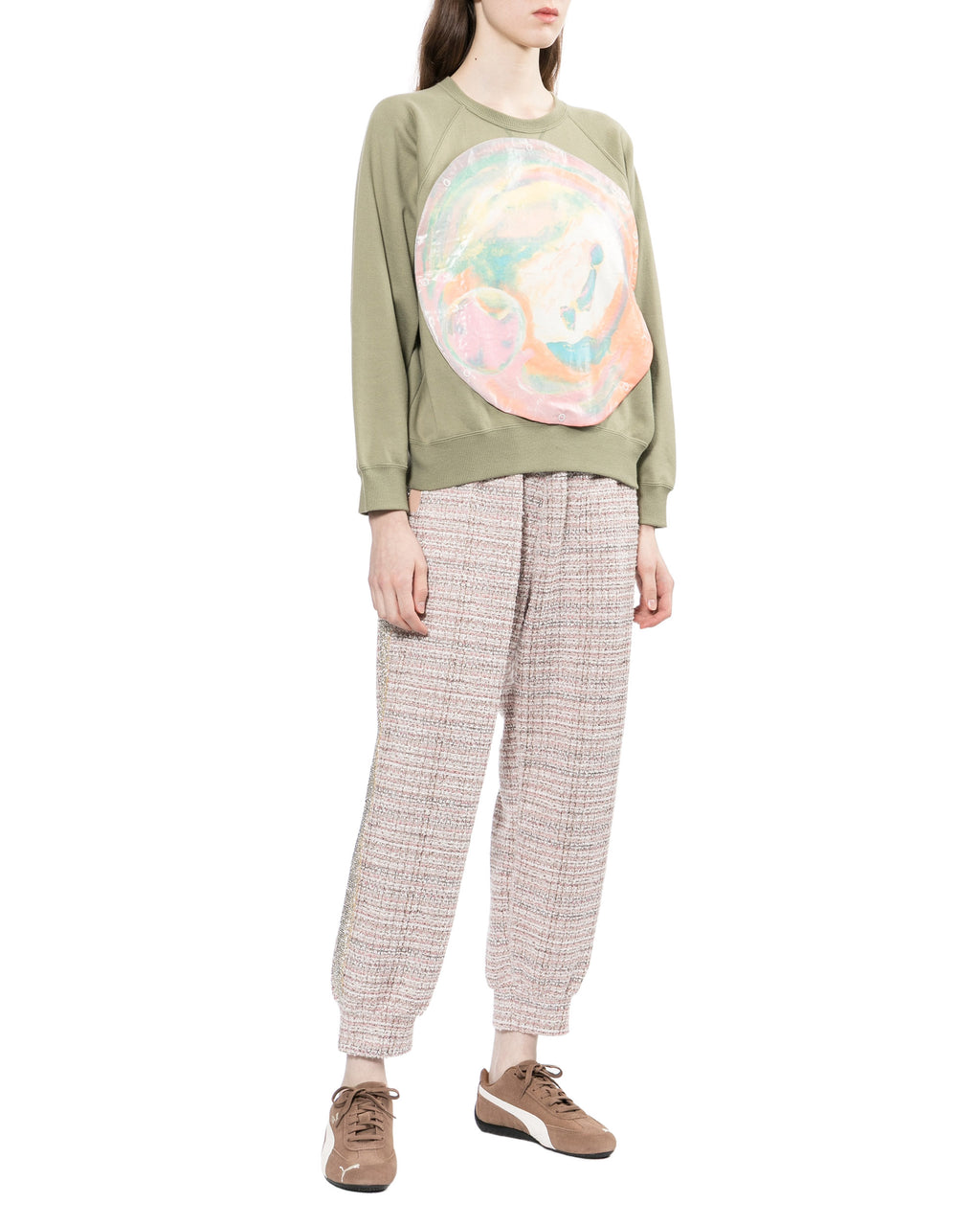 Buttoned graphic sweatshirt