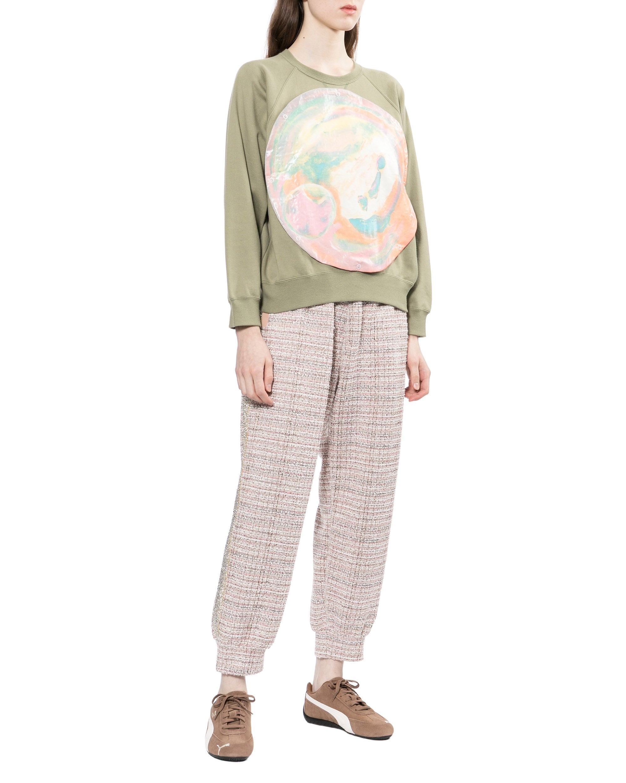Buttoned graphic sweatshirt