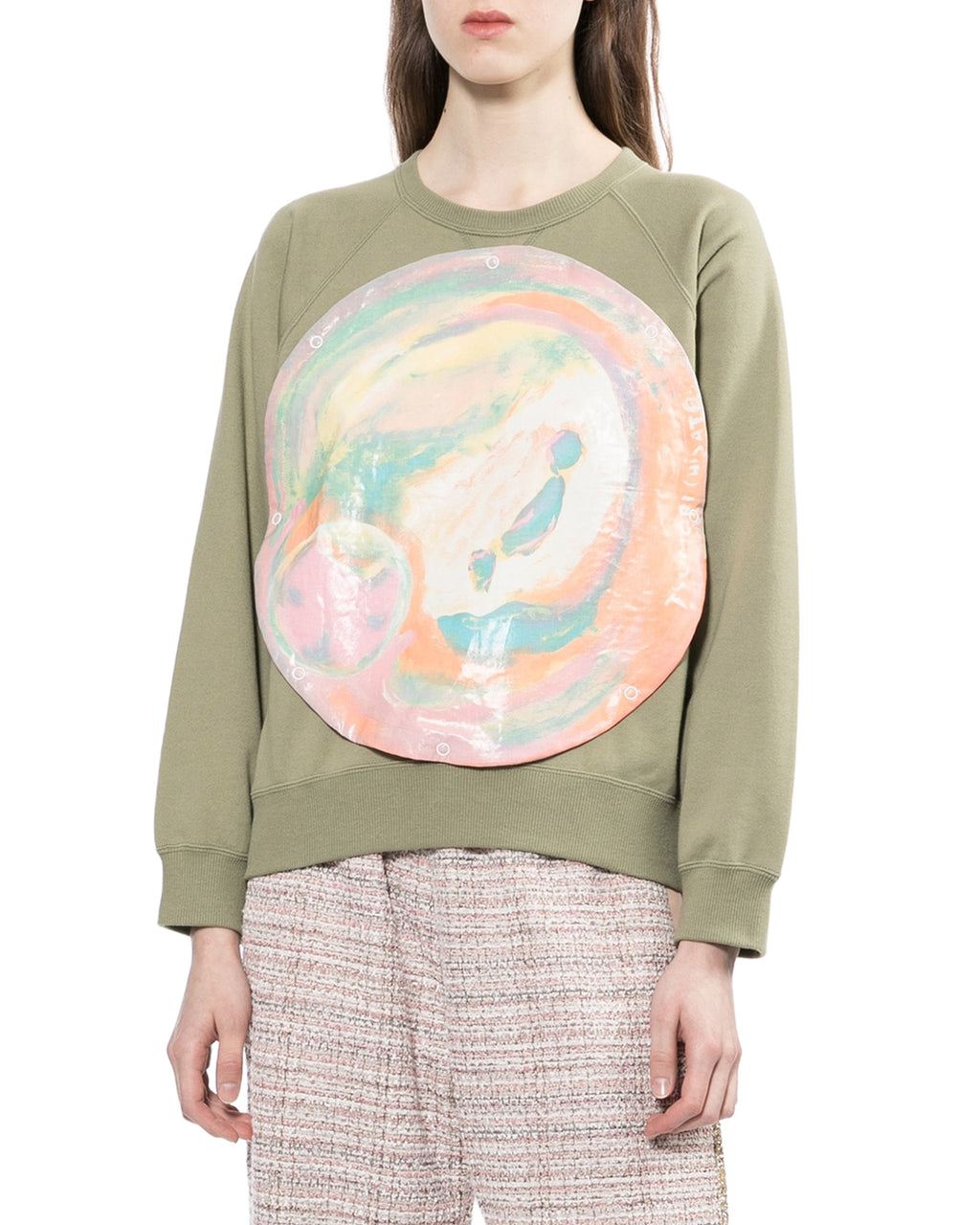 Buttoned graphic sweatshirt
