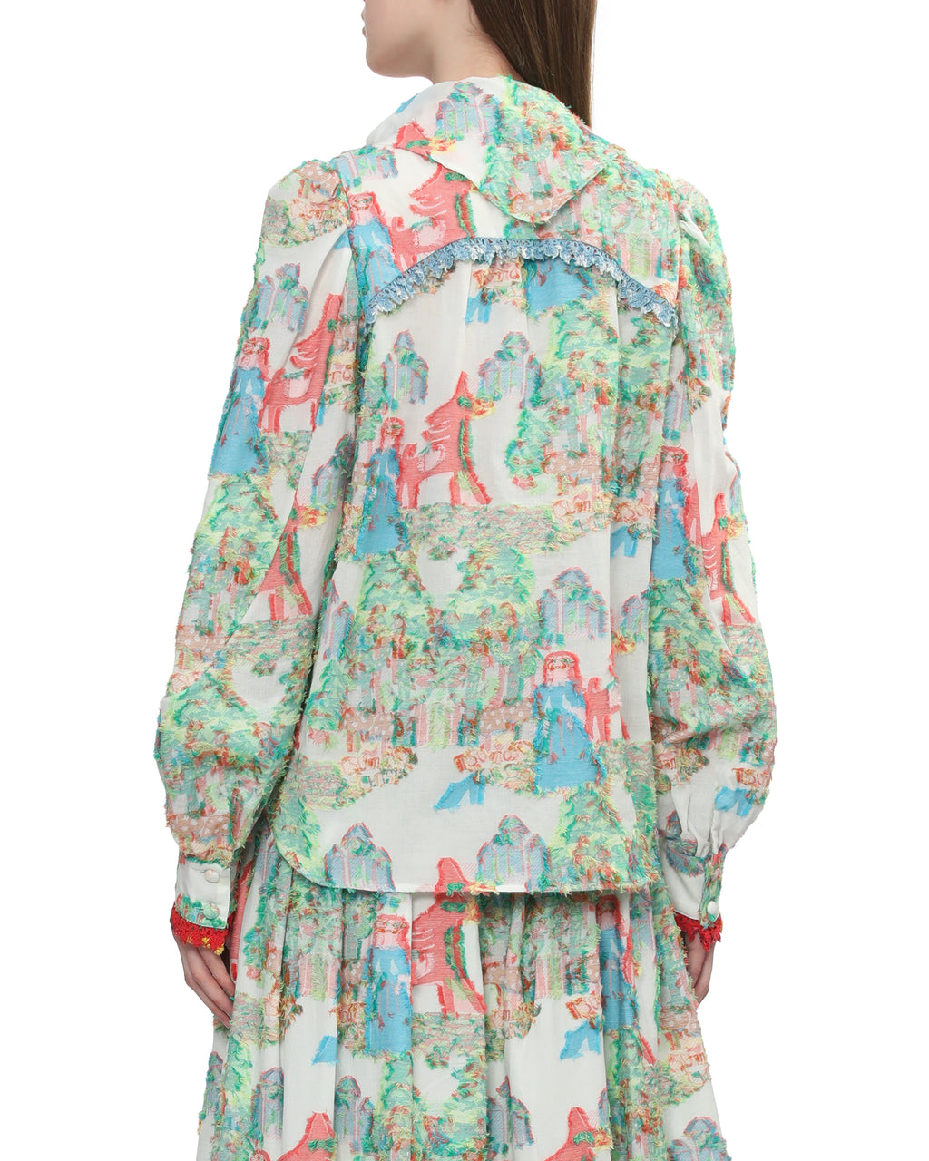 Embroidered button down top