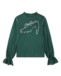 Embroidered long sleeve top