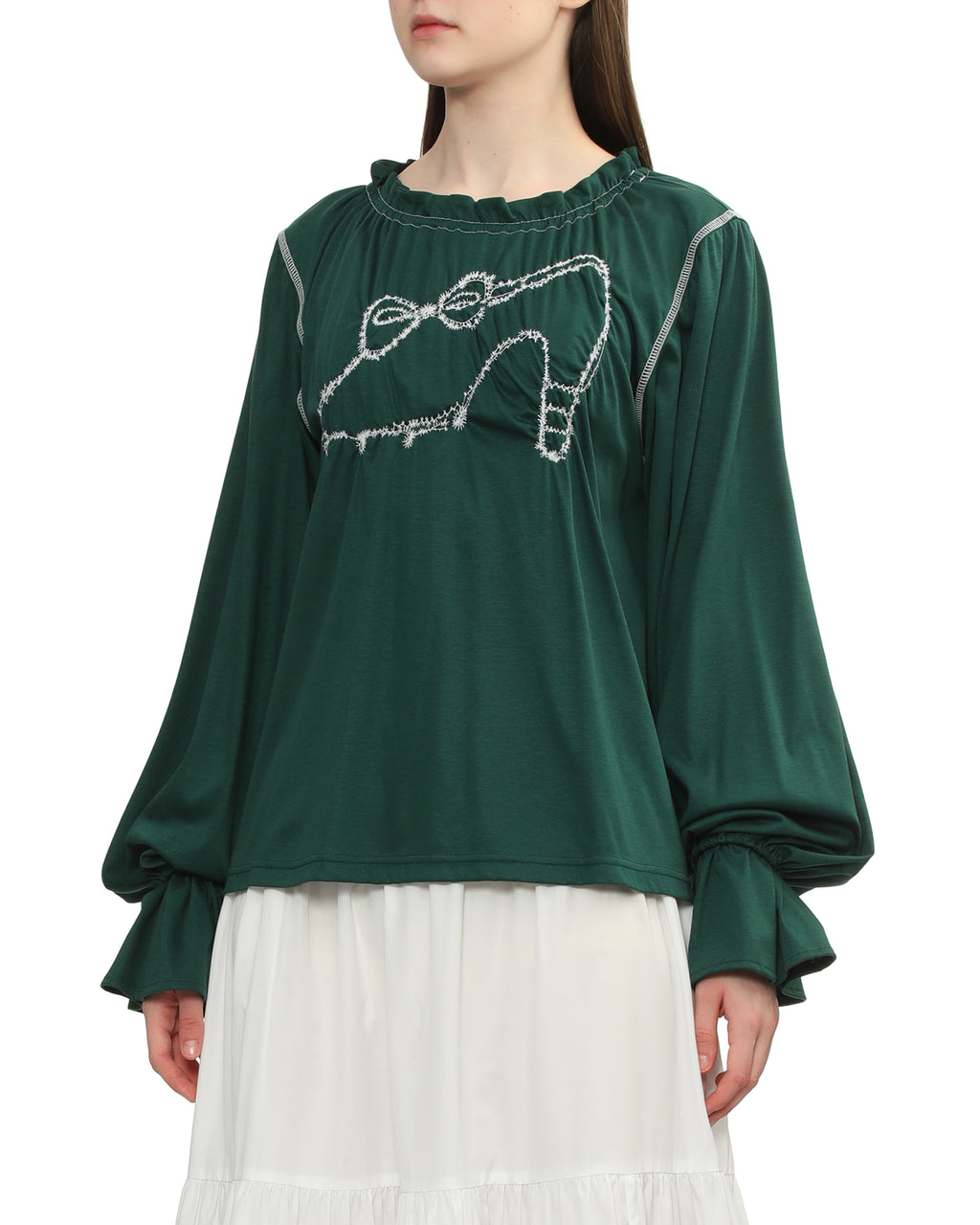 Embroidered long sleeve top