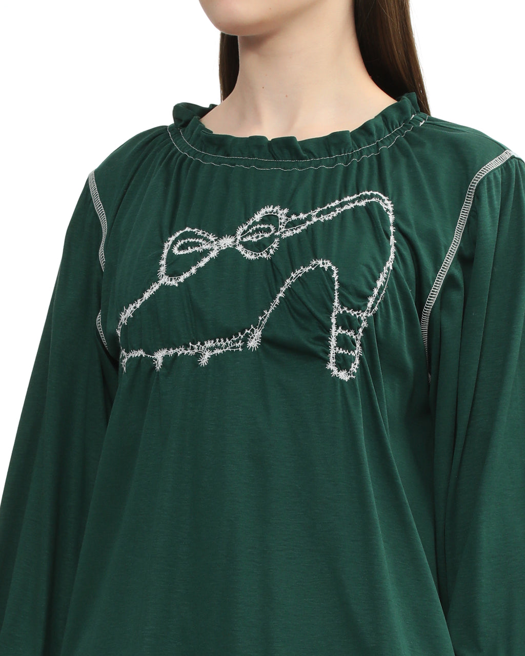 Embroidered long sleeve top