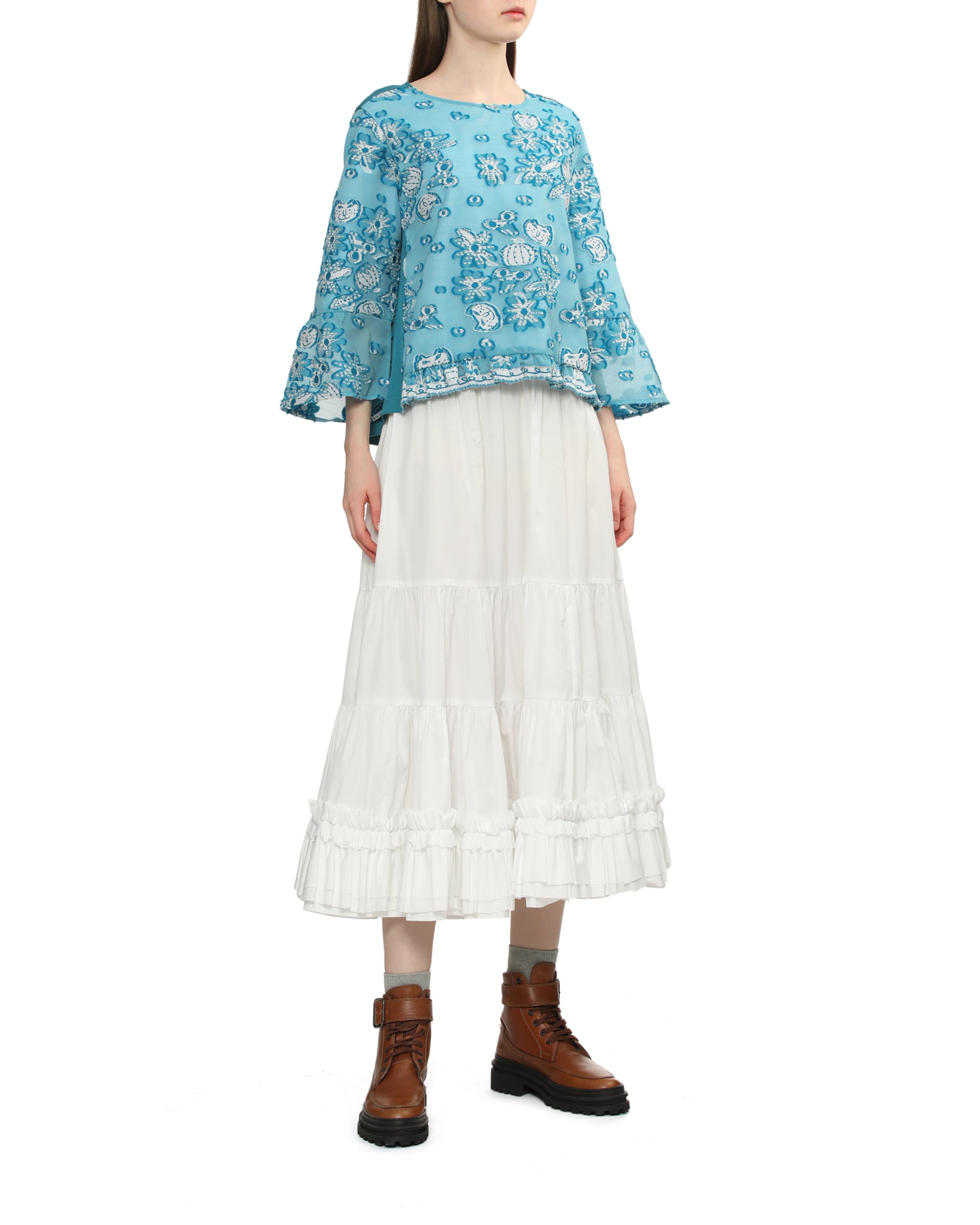 Graphic embroidered top