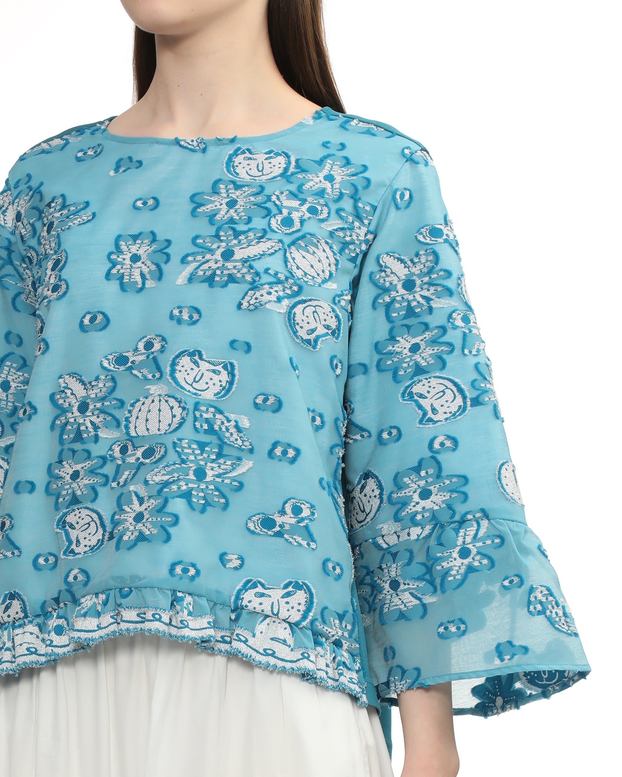 Graphic embroidered top