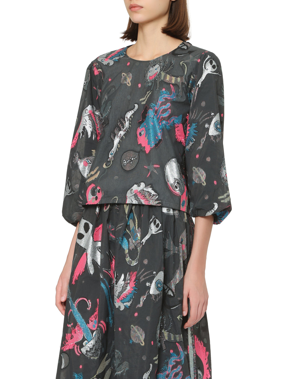 Printed long sleeve blouse