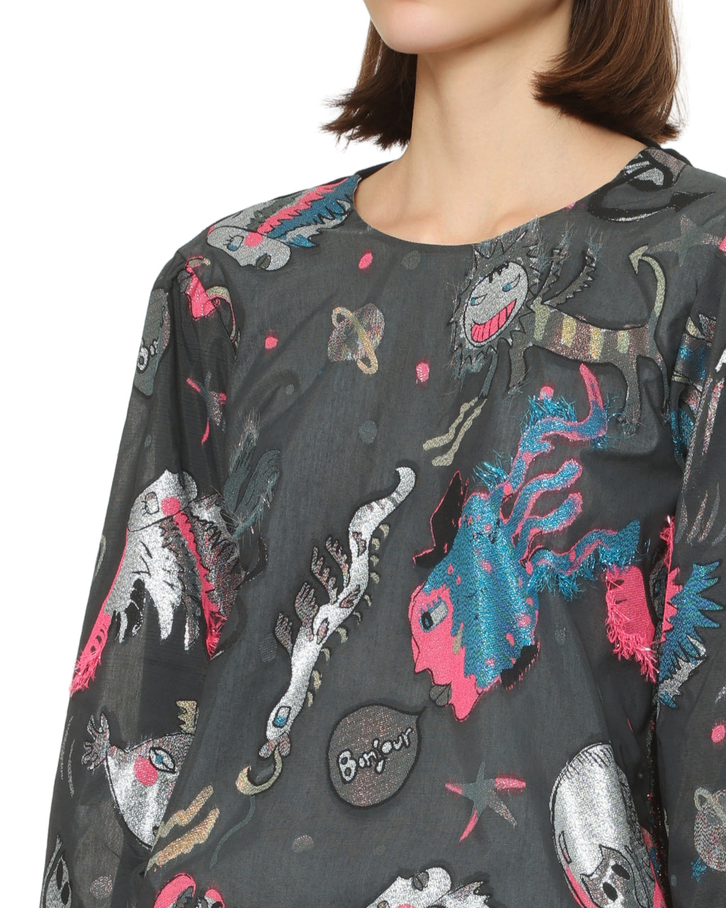 Printed long sleeve blouse