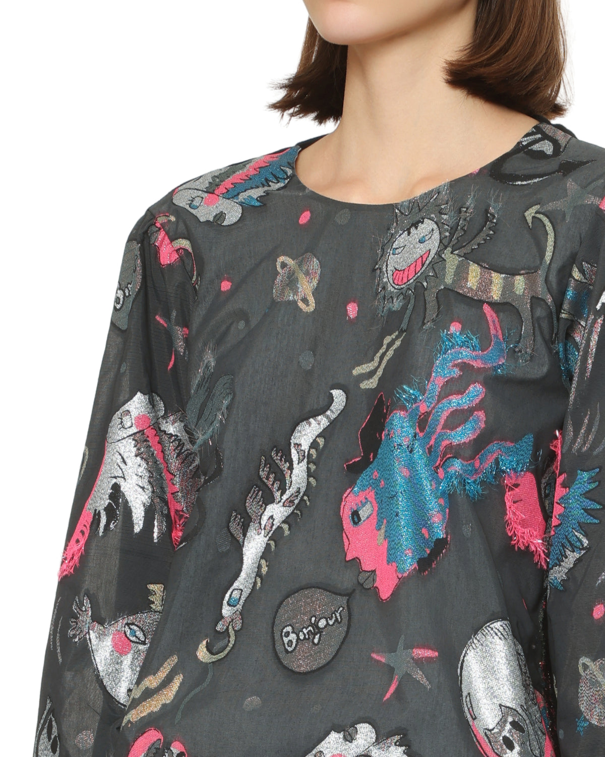 Printed long sleeve blouse