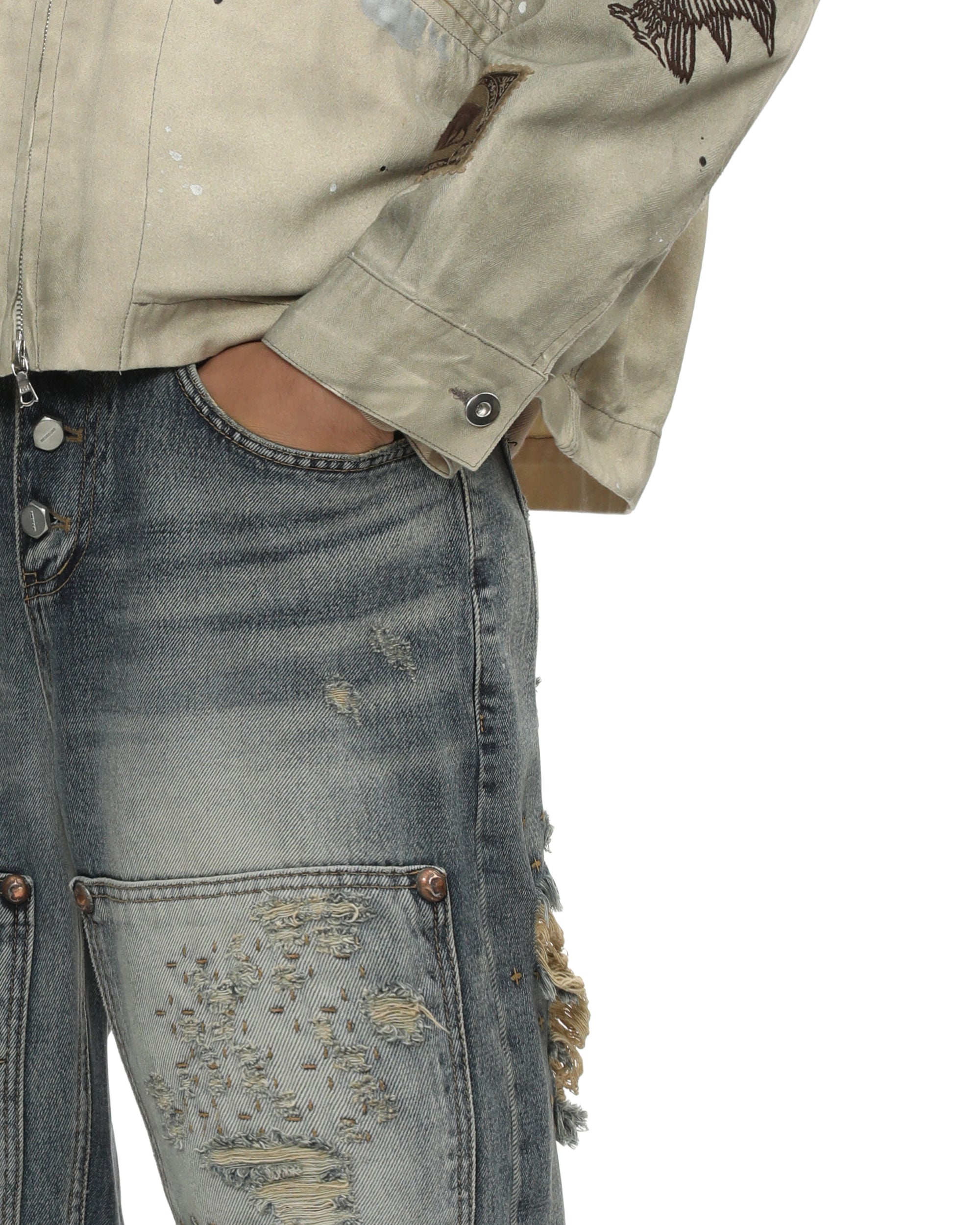 Distressed jeans
