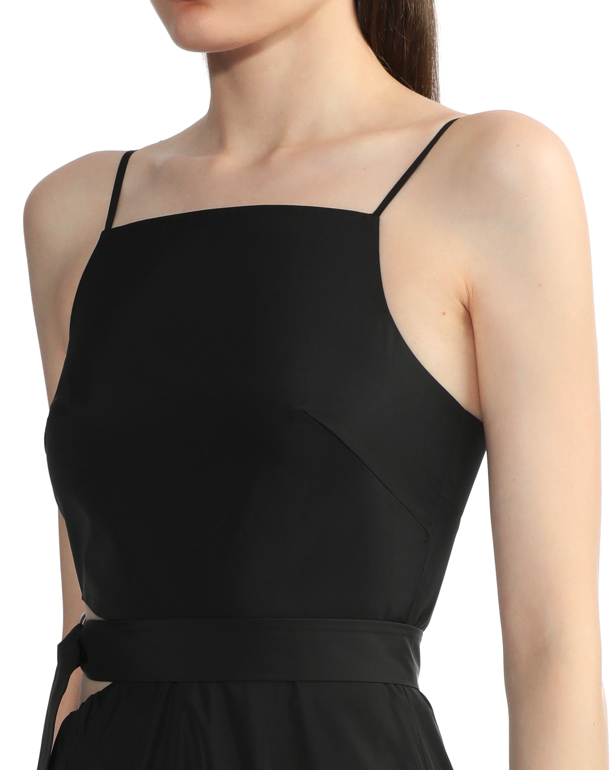 Italian sporty nylon strappy cut-out dress