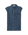 Stone washed denim sleeveless easy shirt