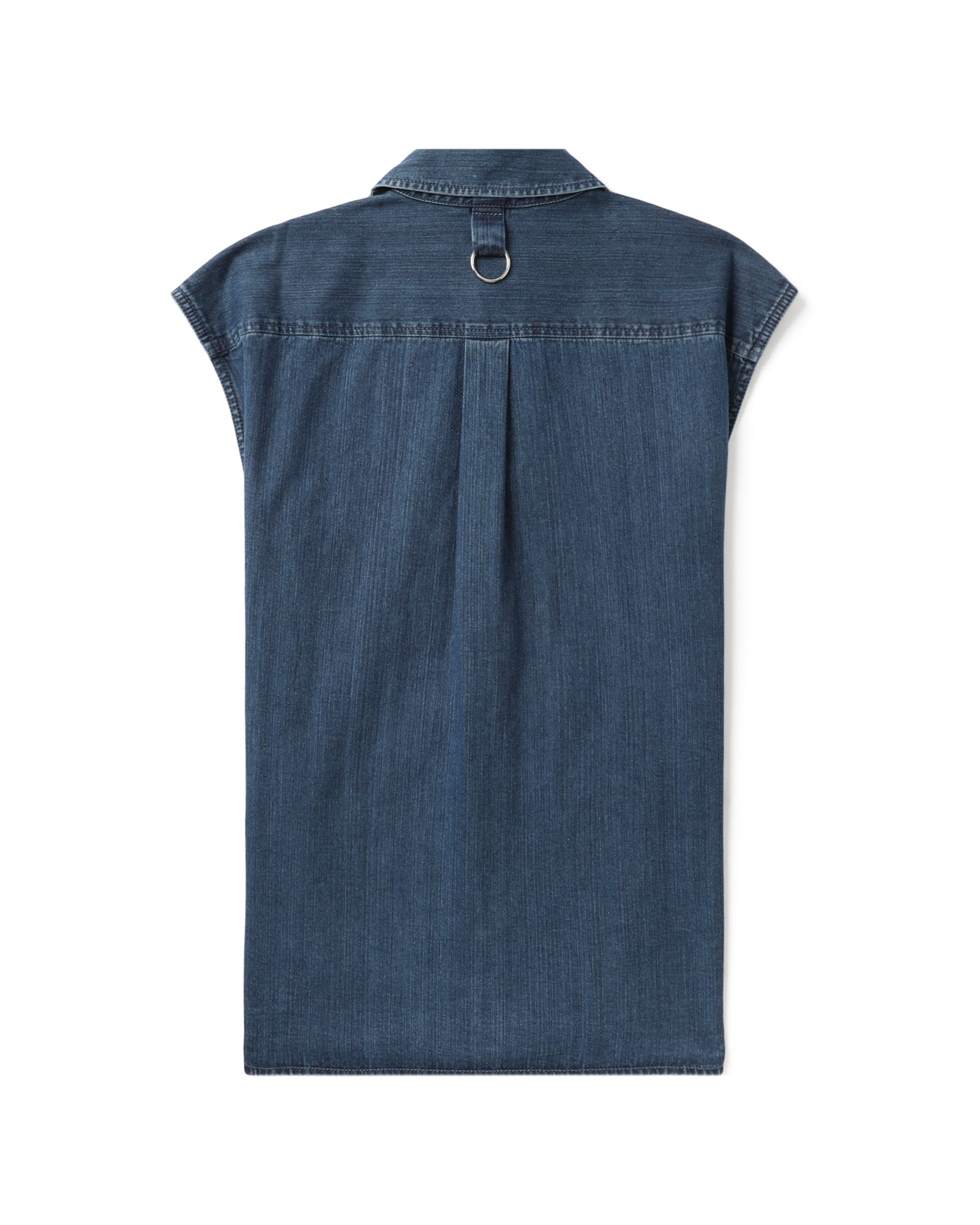 Stone washed denim sleeveless easy shirt