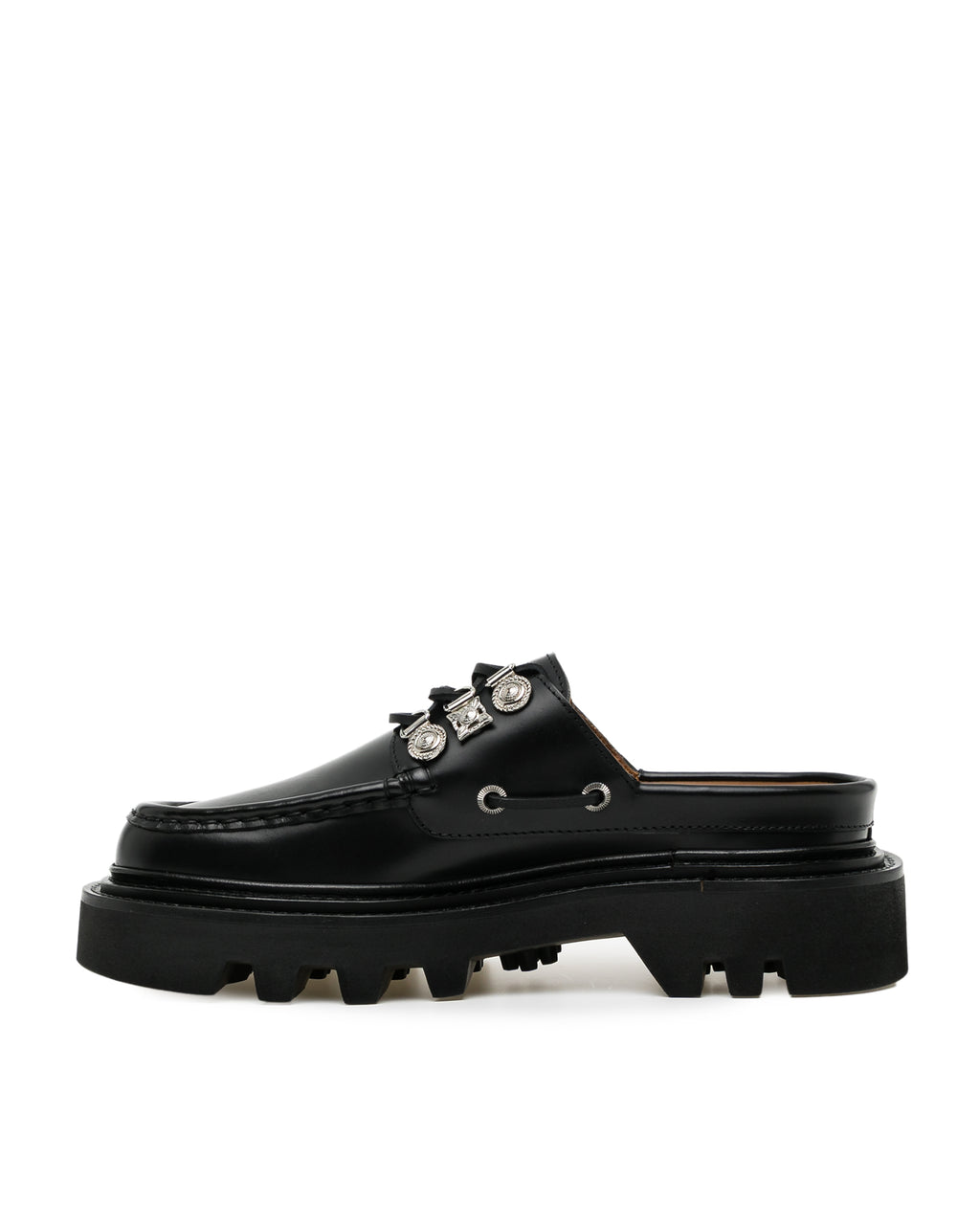 Embellished leather mules