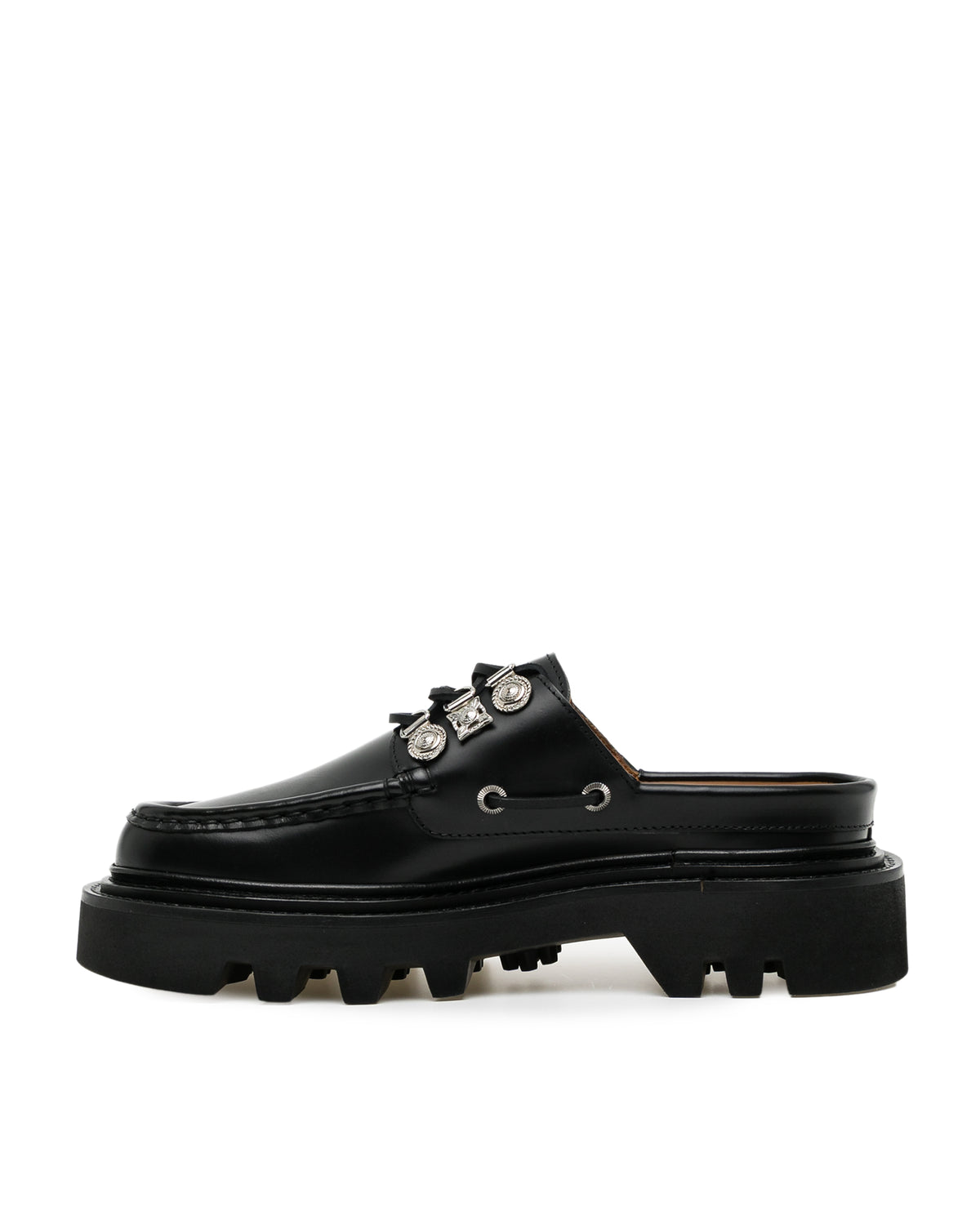 Embellished leather mules