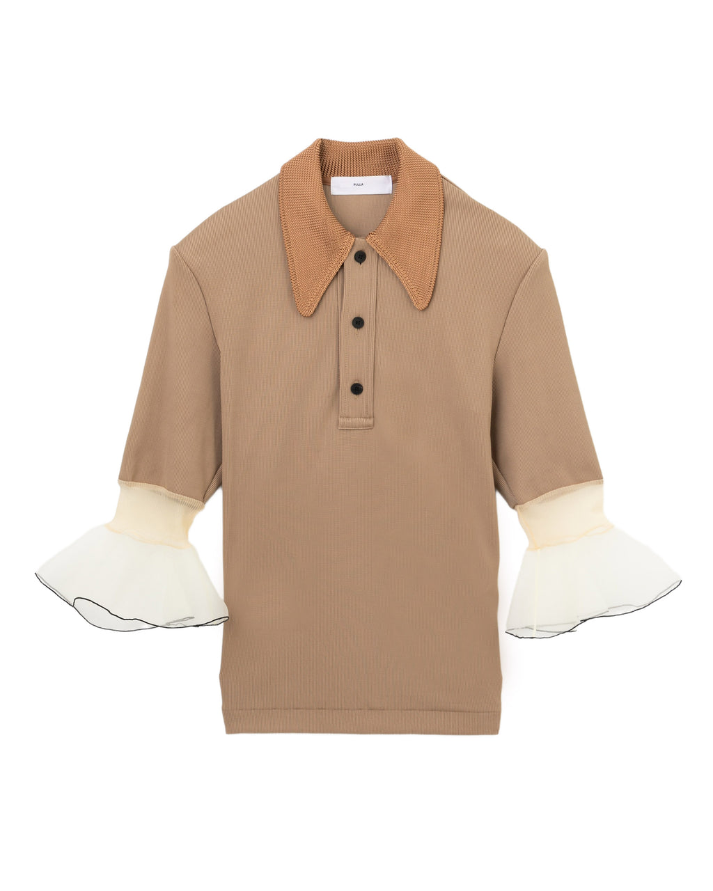 Glossy rib polo shirt