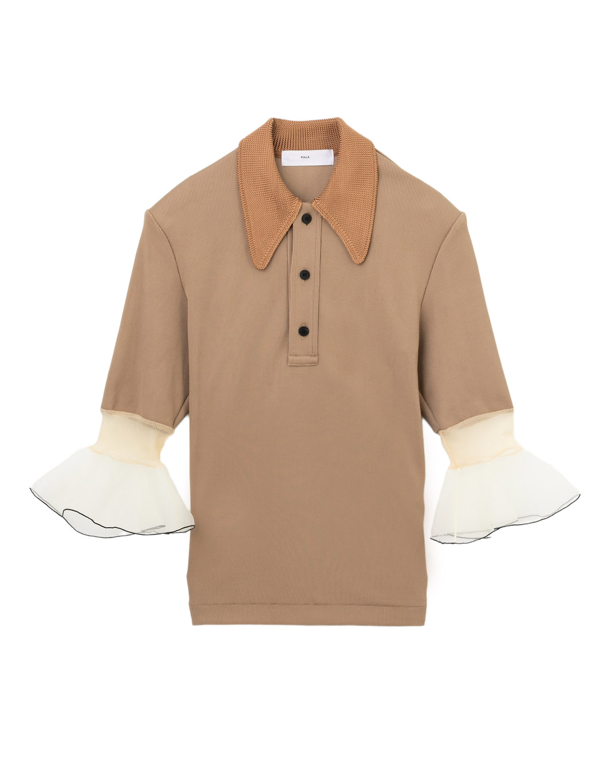 Glossy rib polo shirt