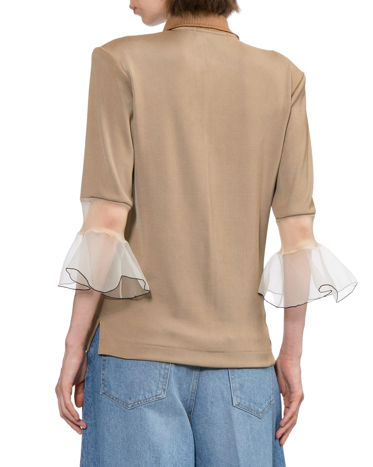Glossy rib polo shirt