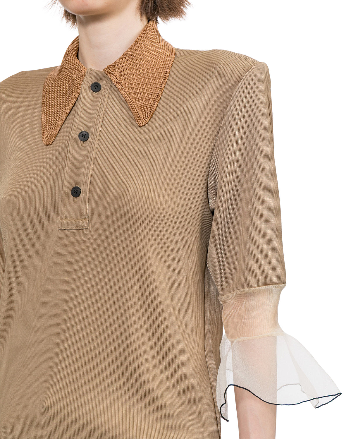 Glossy rib polo shirt