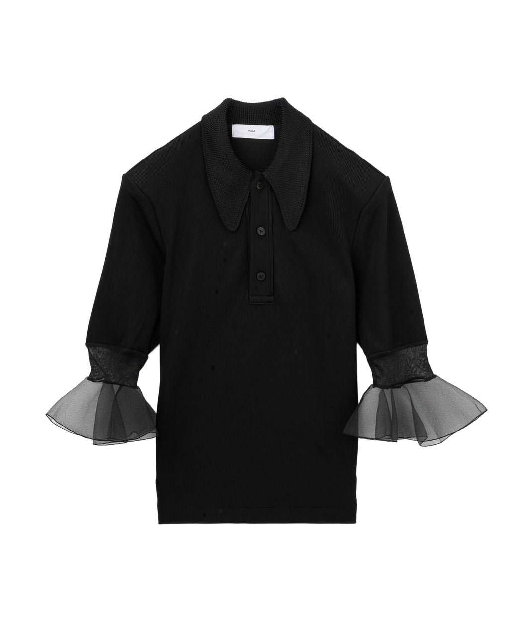 Glossy rib polo shirt