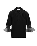Glossy rib polo shirt