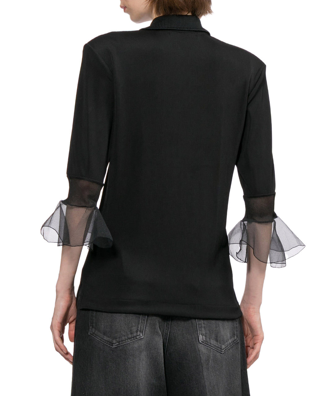 Glossy rib polo shirt