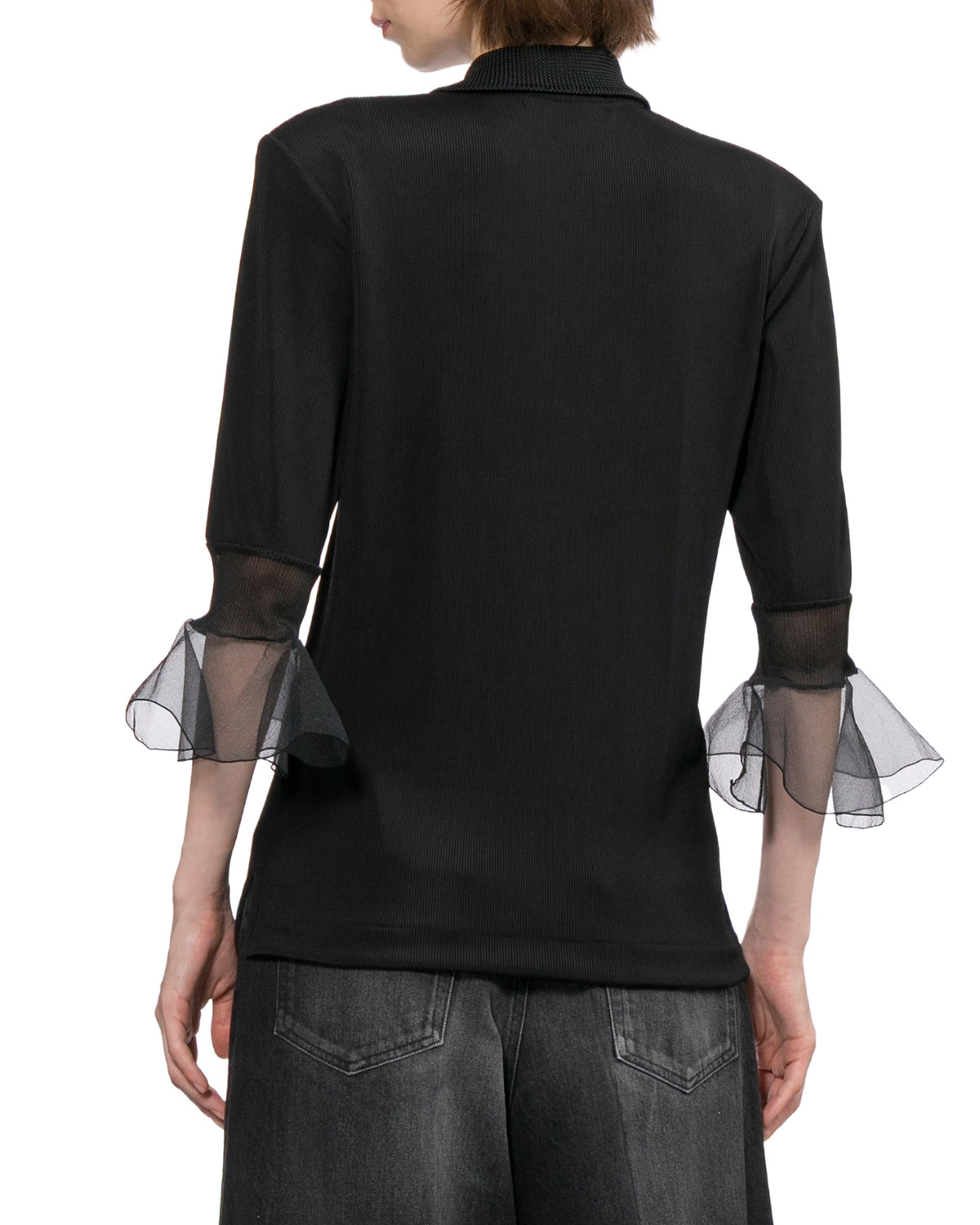 Glossy rib polo shirt
