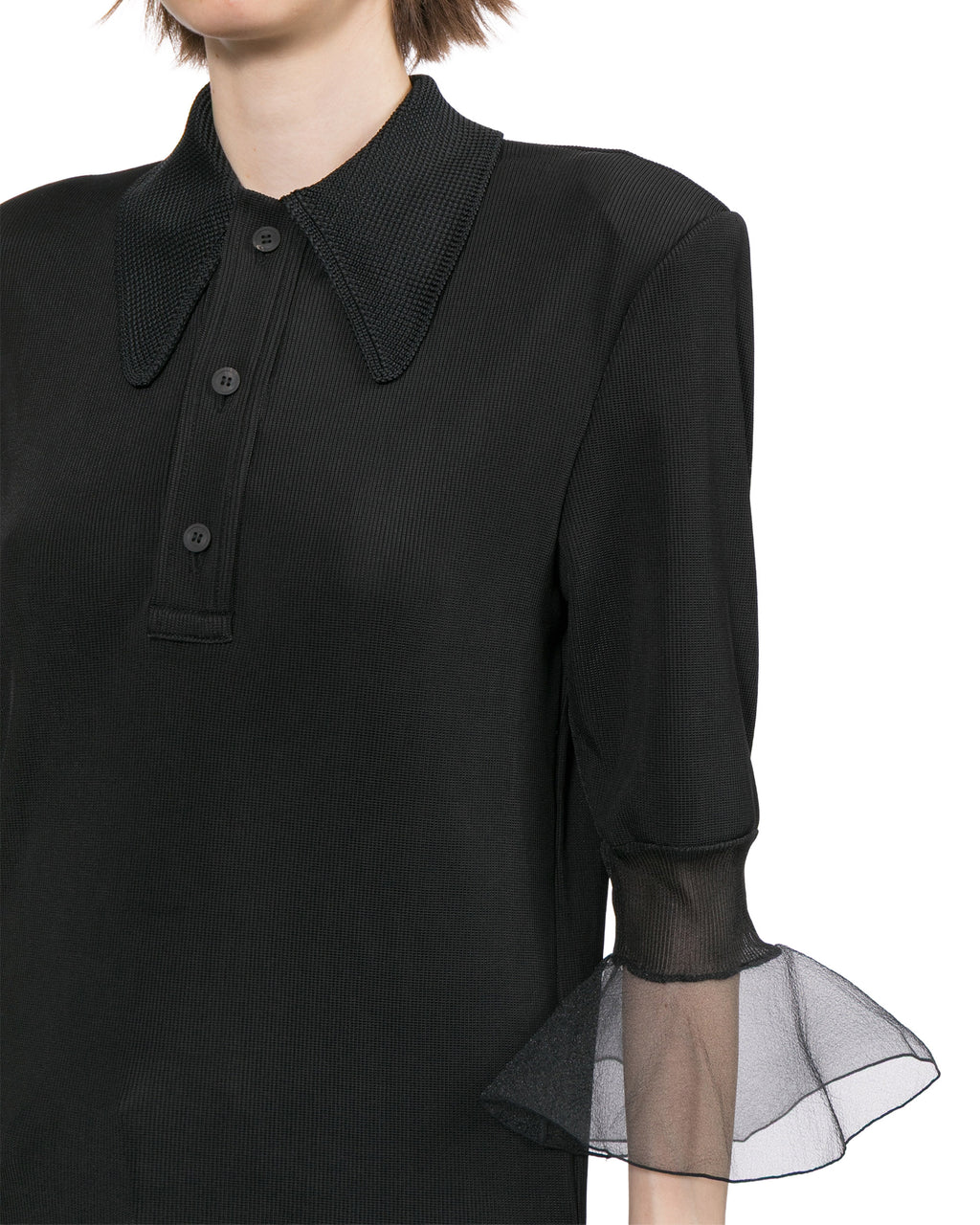 Glossy rib polo shirt