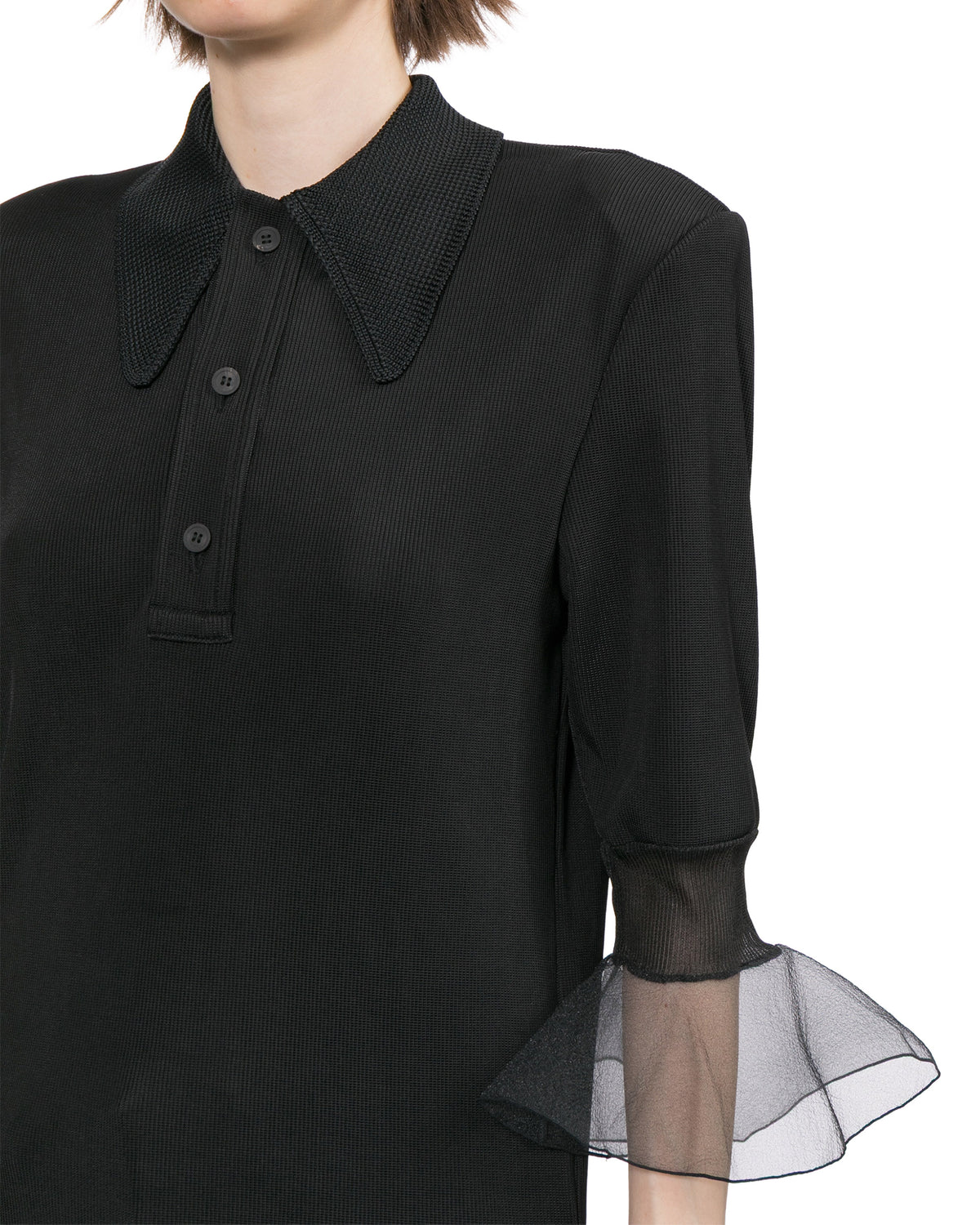 Glossy rib polo shirt