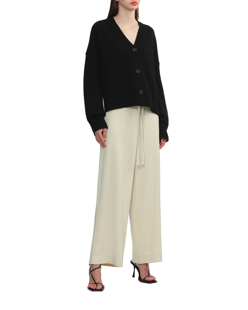 Boxy satin-back cardigan