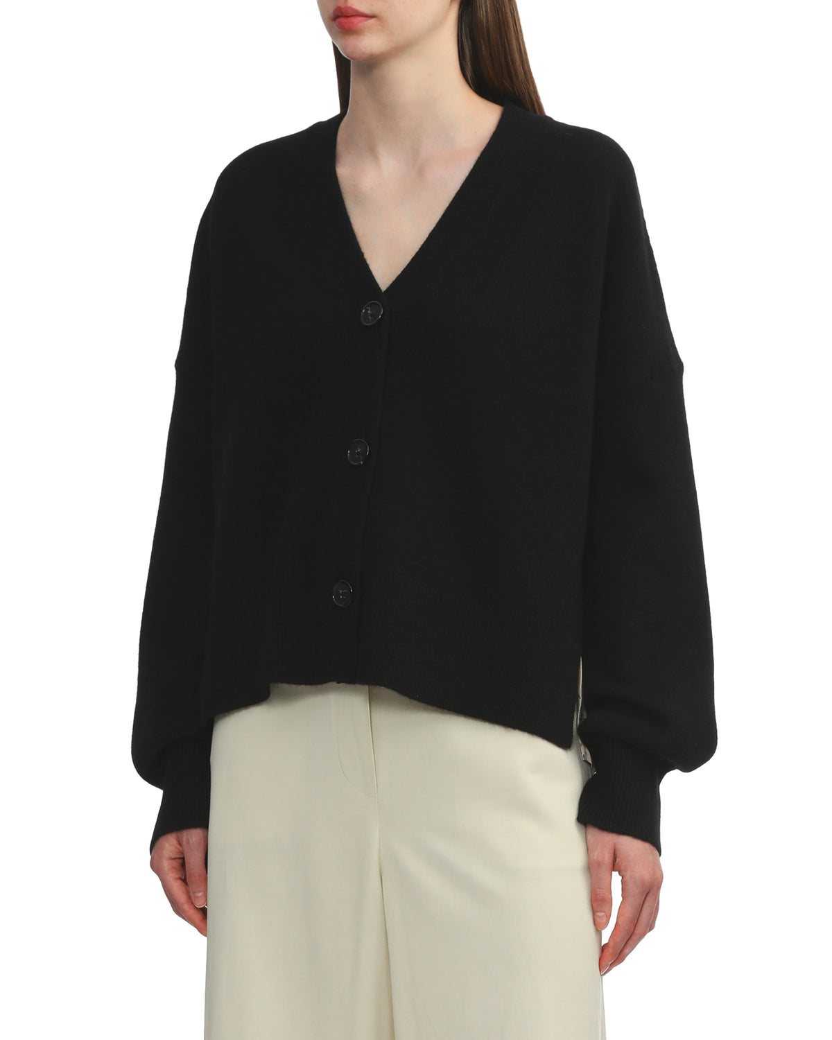 Boxy satin-back cardigan