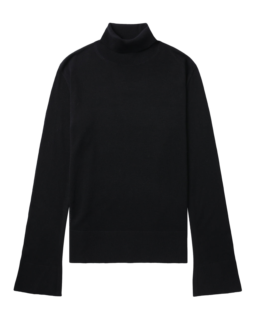 Slit sleeve turtleneck sweater