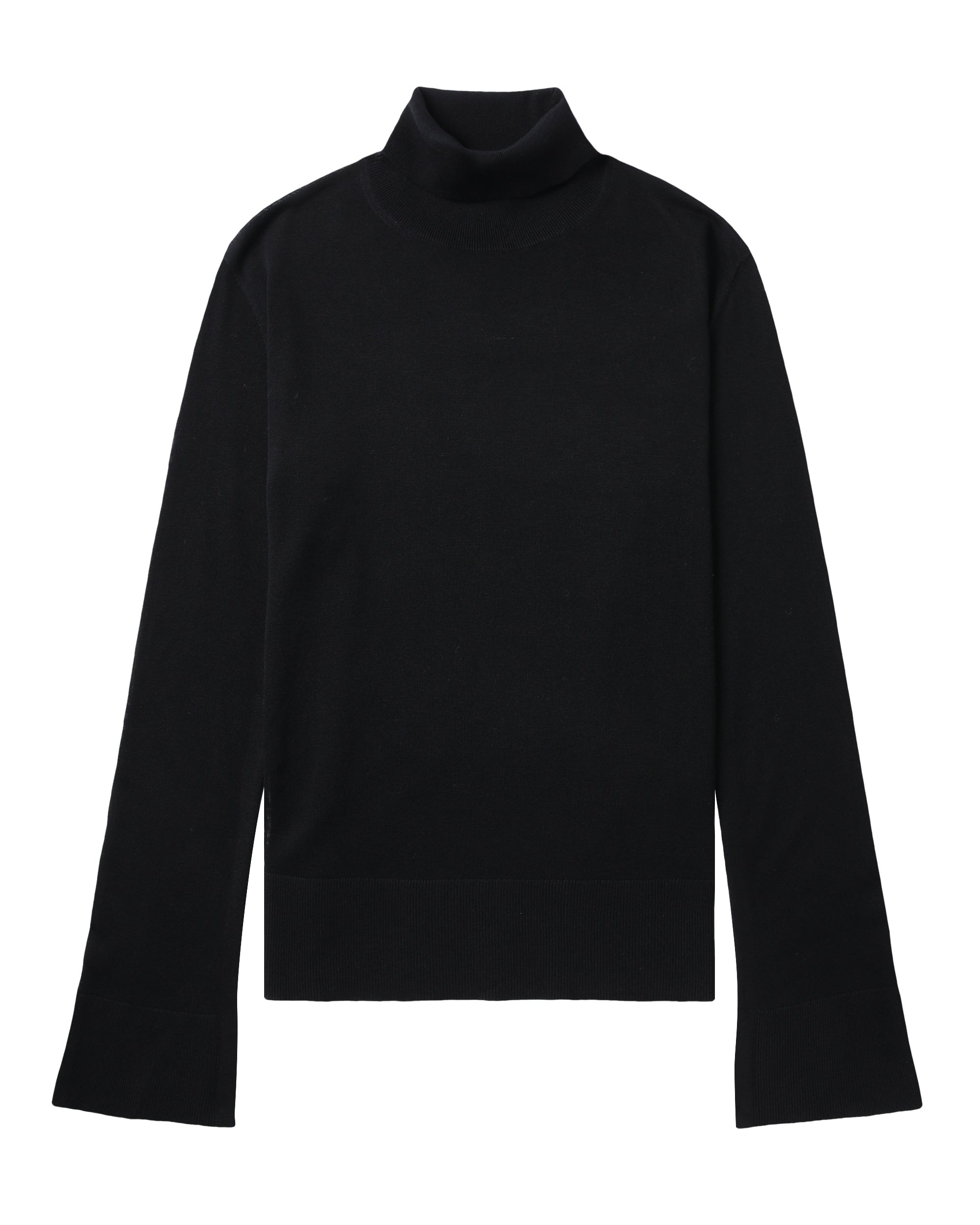 Slit sleeve turtleneck sweater