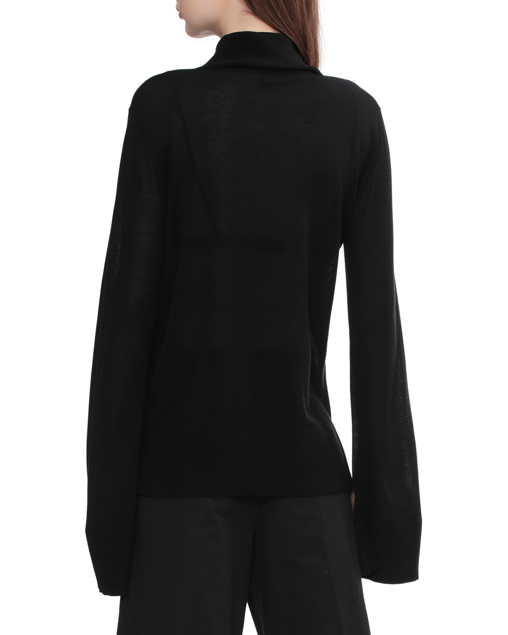 Slit sleeve turtleneck sweater