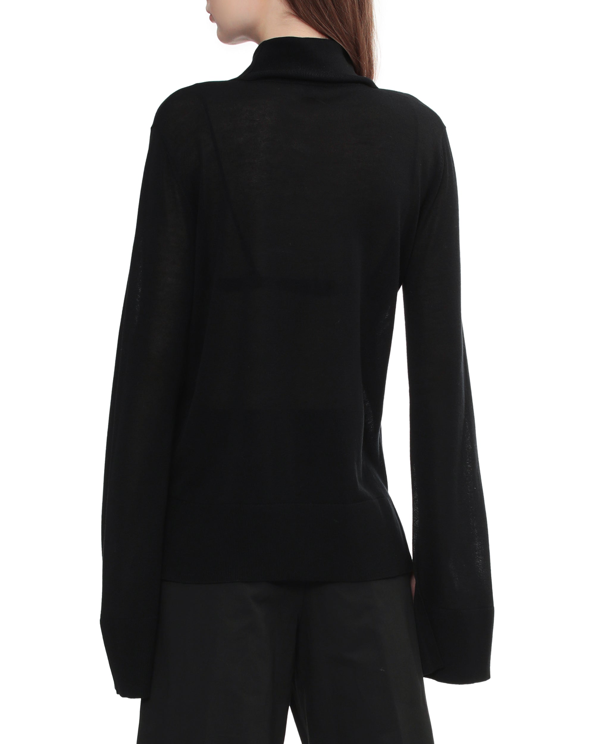 Slit sleeve turtleneck sweater
